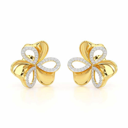 Ribbon Entwined Silver Earrings - Yellow Gold - Image 2