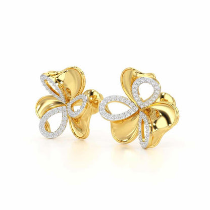 Ribbon Entwined Silver Earrings - Yellow Gold - Image 3