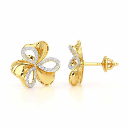 Ribbon Entwined Silver Earrings - Yellow Gold - Image 4