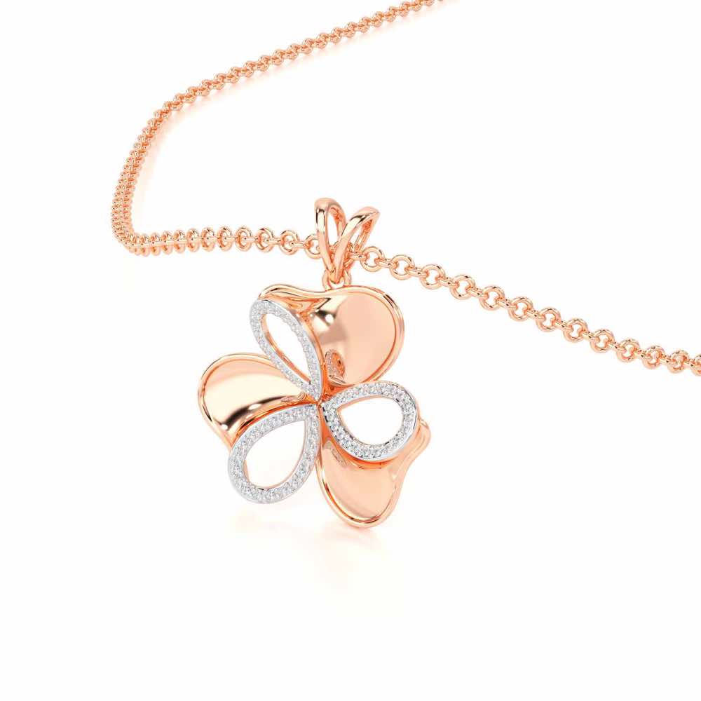 Ribbon Entwined Silver Pendant - Rose Gold - Image 2