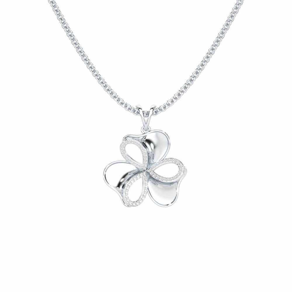 Ribbon Entwined Silver Pendant - White Gold - Image 1