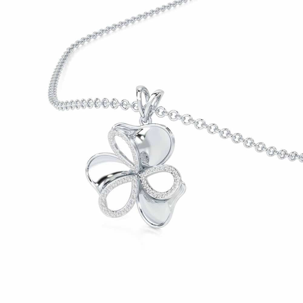 Ribbon Entwined Silver Pendant - White Gold - Image 2