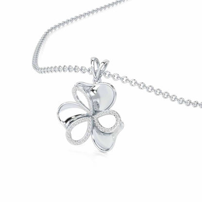 Ribbon Entwined Silver Pendant - White Gold - Image 2