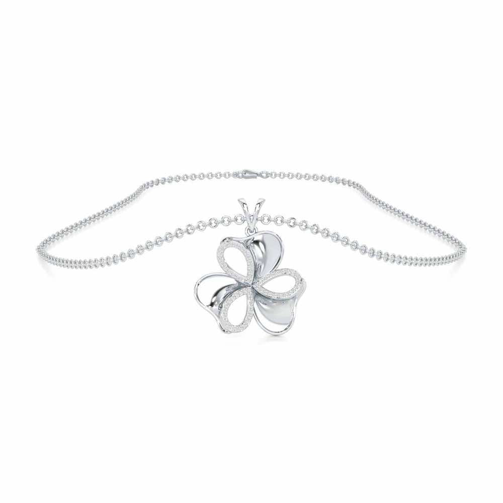 Ribbon Entwined Silver Pendant - White Gold - Image 3