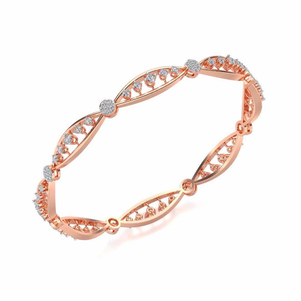 Ridge Silver Bangles - Rose Gold - Image 1