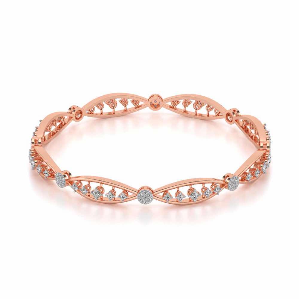 Ridge Silver Bangles - Rose Gold - Image 2