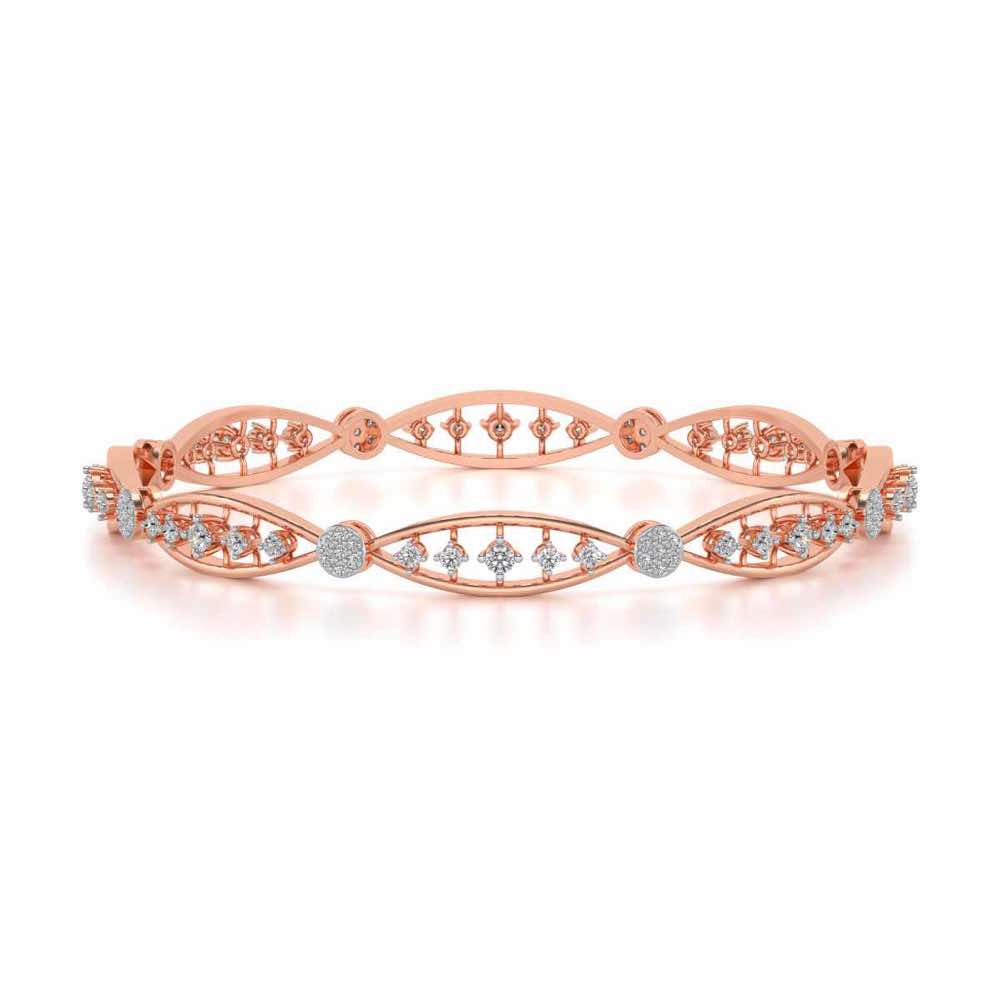 Ridge Silver Bangles - Rose Gold - Image 4