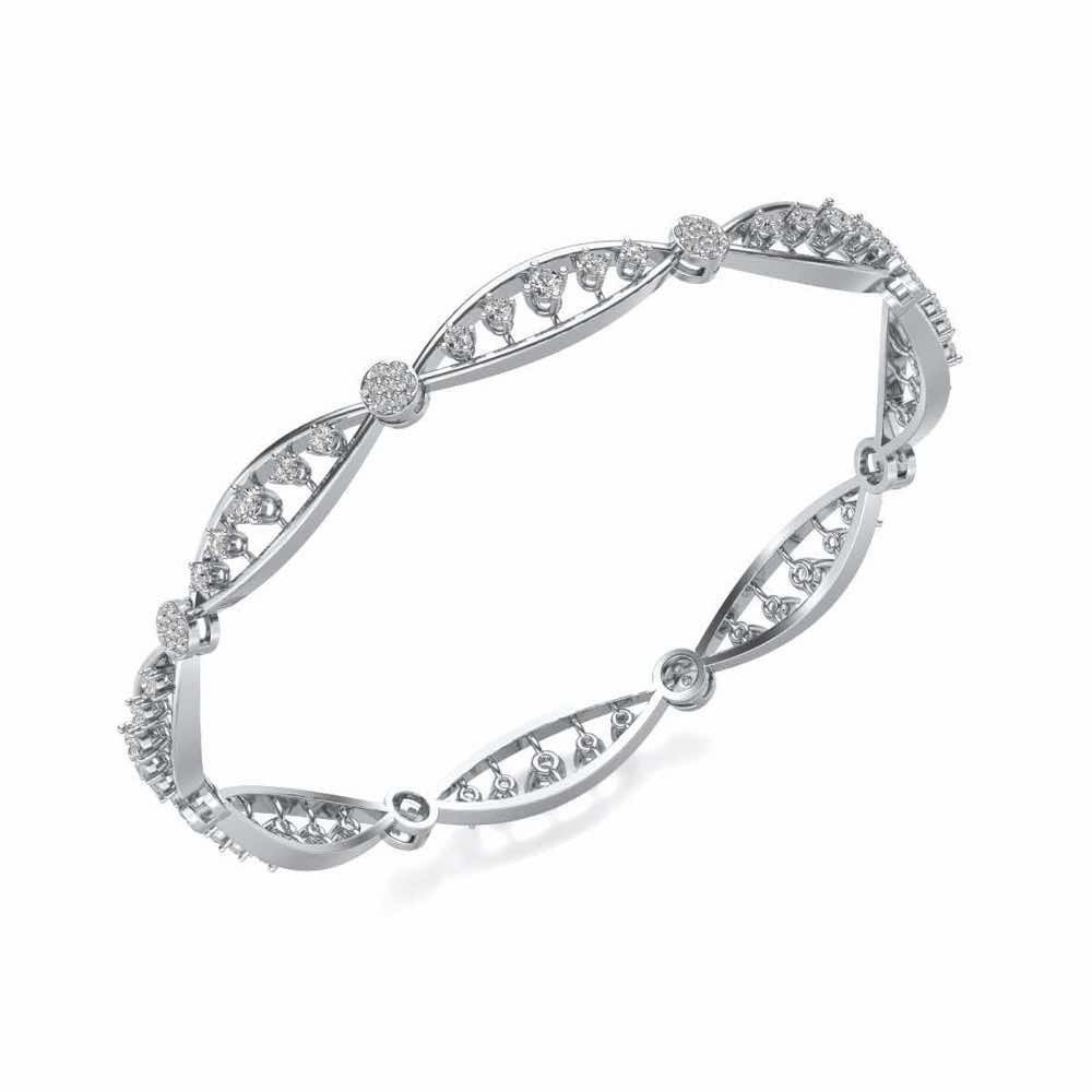 Ridge Silver Bangles - White Gold - Image 1