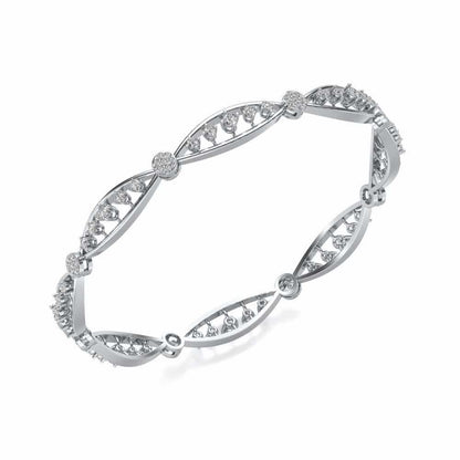 Ridge Silver Bangles - White Gold - Image 1