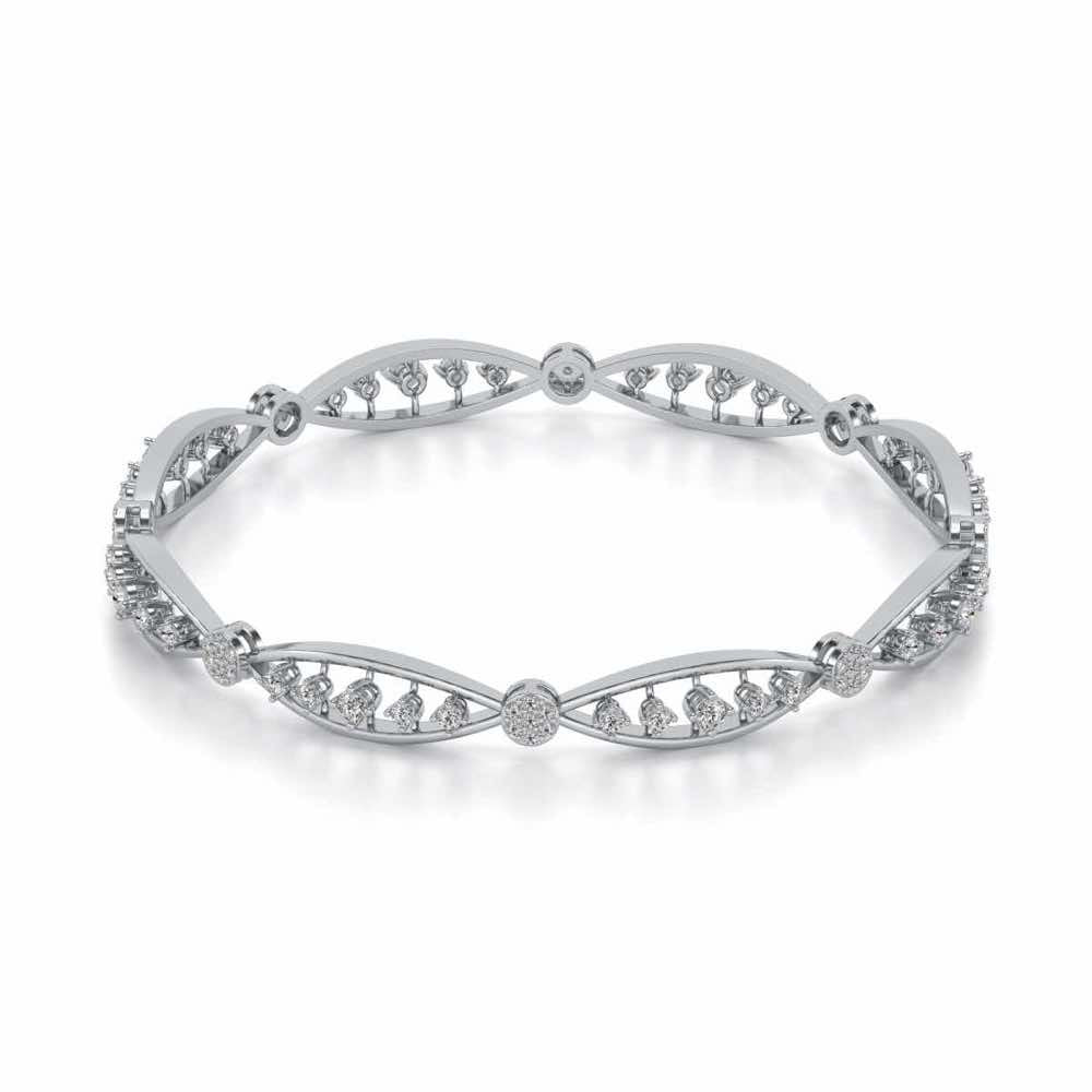 Ridge Silver Bangles - White Gold - Image 2