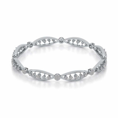Ridge Silver Bangles - White Gold - Image 2
