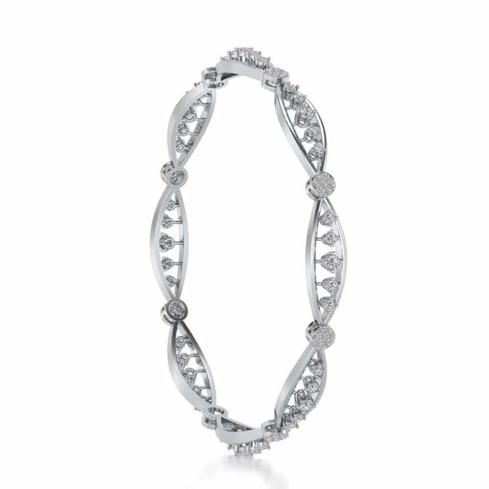 Ridge Silver Bangles - White Gold - Image 3