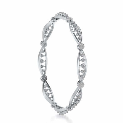 Ridge Silver Bangles - White Gold - Image 3