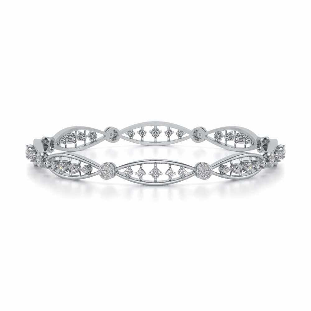 Ridge Silver Bangles - White Gold - Image 4