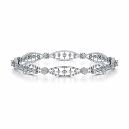 Ridge Silver Bangles - White Gold - Image 4