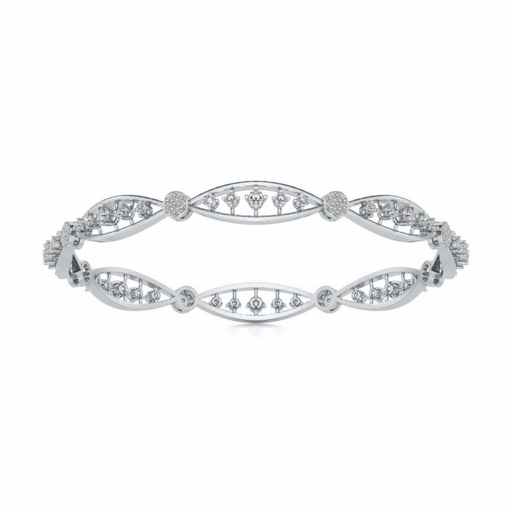 Ridge Silver Bangles - White Gold - Image 5