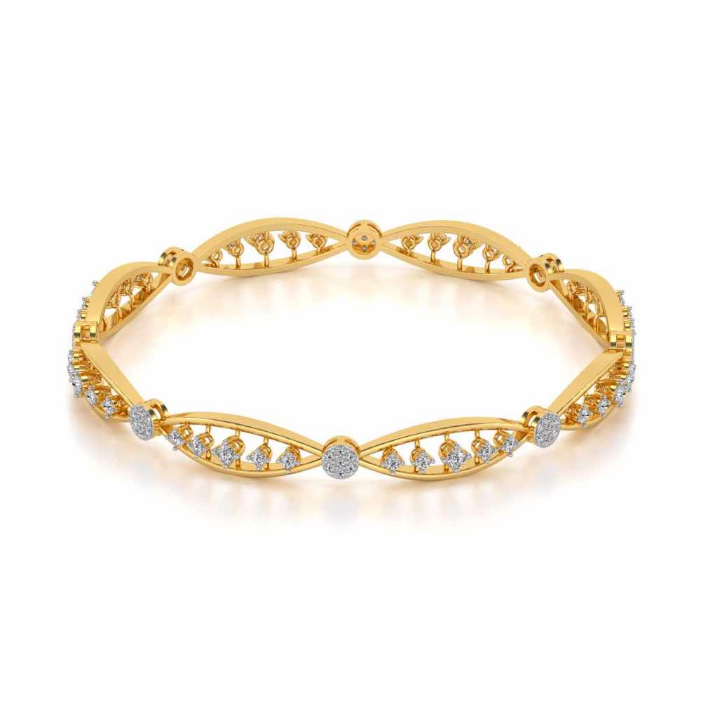 Ridge Silver Bangles - Yellow Gold - Image 2