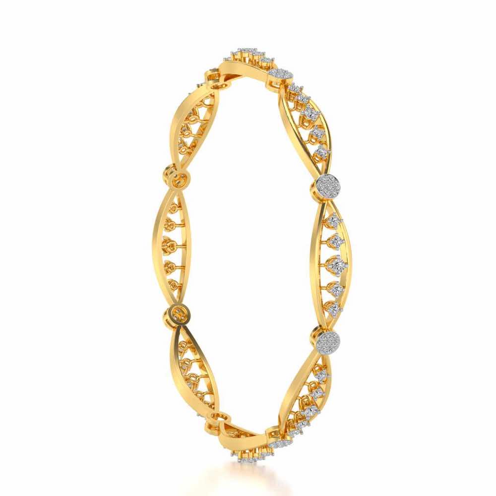 Ridge Silver Bangles - Yellow Gold - Image 3