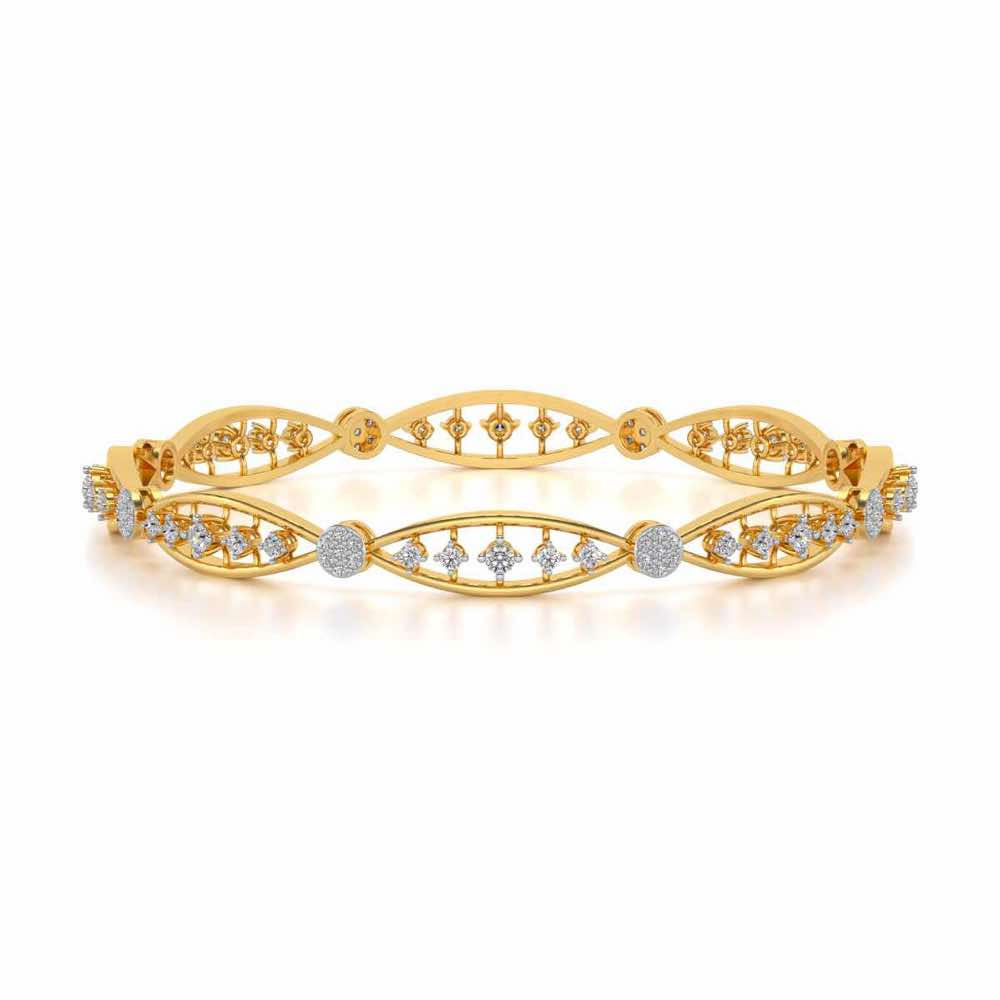 Ridge Silver Bangles - Yellow Gold - Image 4
