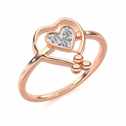 Ringing Heart Silver Ring - Rose Gold - Image 1