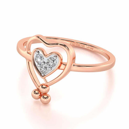 Ringing Heart Silver Ring - Rose Gold - Image 2