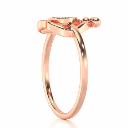 Ringing Heart Silver Ring - Rose Gold - Image 3