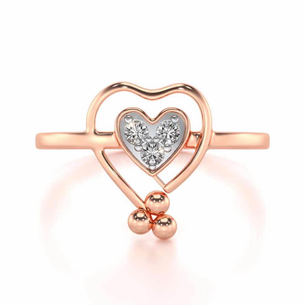 Ringing Heart Silver Ring - Rose Gold - Image 4