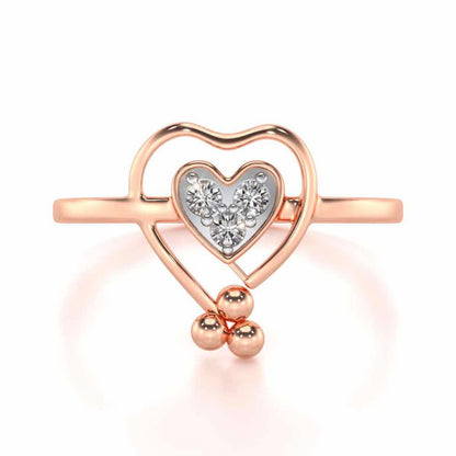 Ringing Heart Silver Ring - Rose Gold - Image 4