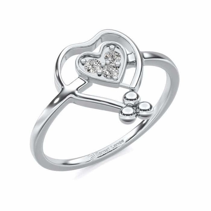 Ringing Heart Silver Ring - White Gold - Image 1