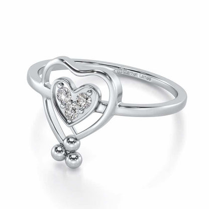 Ringing Heart Silver Ring - White Gold - Image 2
