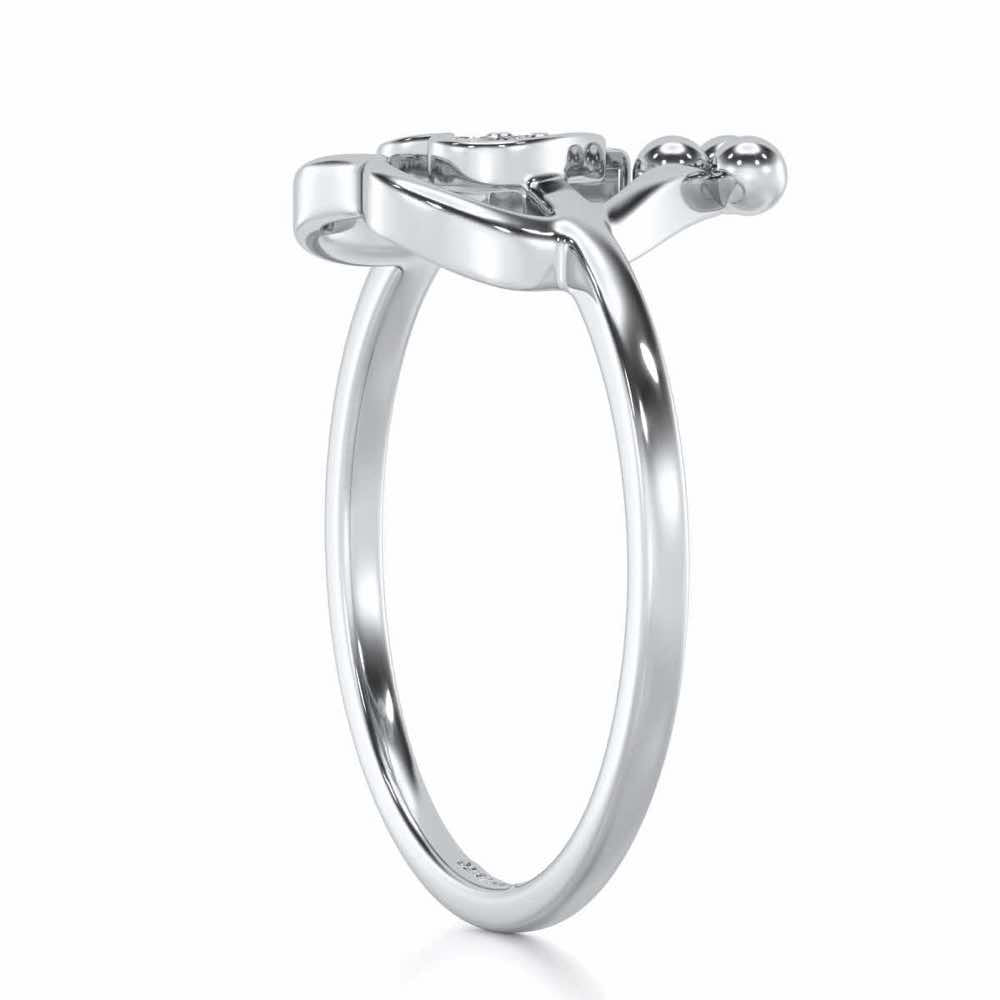 Ringing Heart Silver Ring - White Gold - Image 3