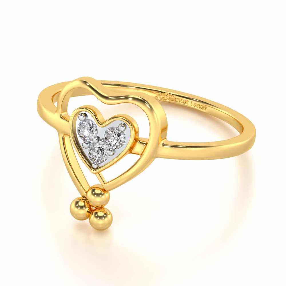 Ringing Heart Silver Ring - Yellow Gold - Image 2
