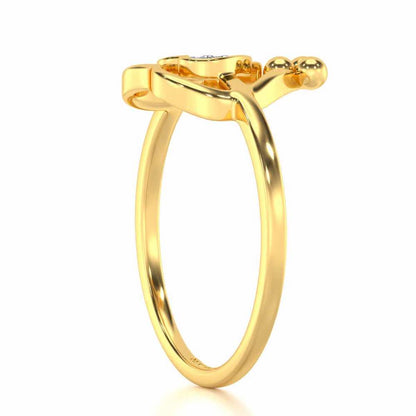 Ringing Heart Silver Ring - Yellow Gold - Image 3
