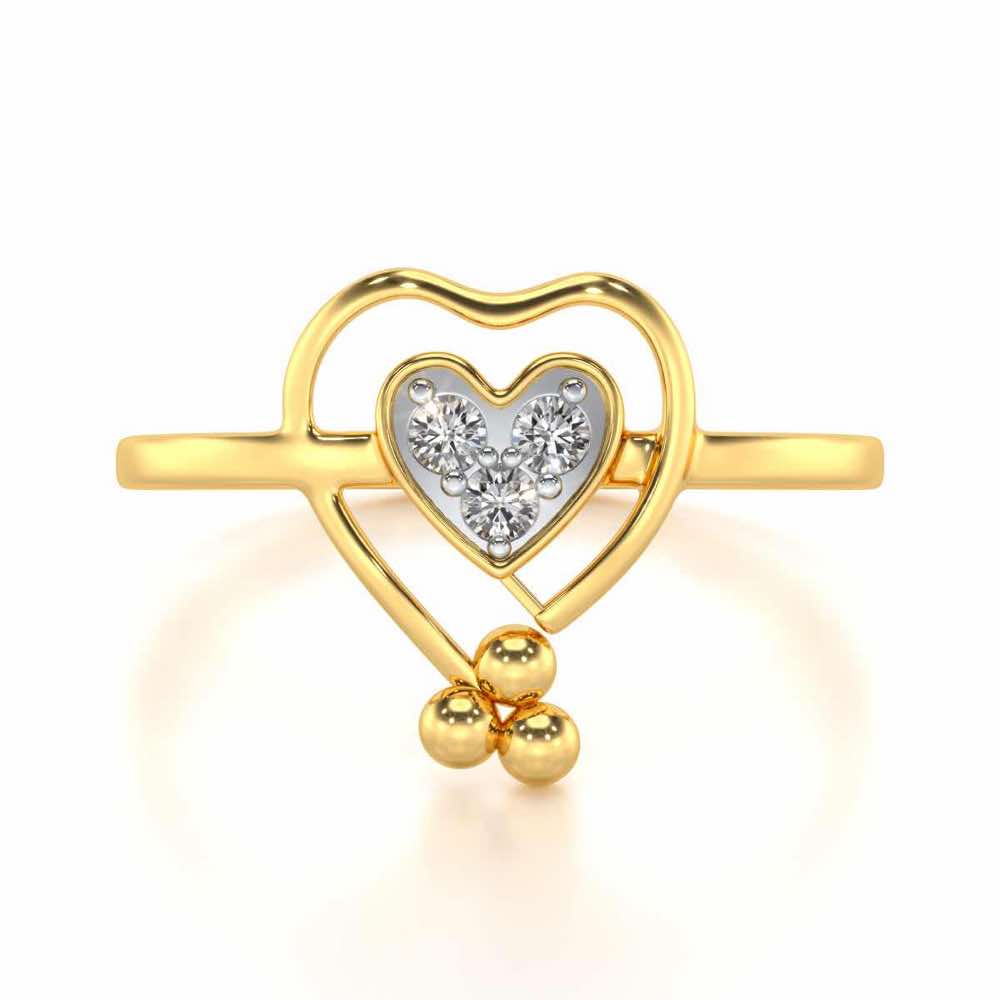 Ringing Heart Silver Ring - Yellow Gold - Image 4