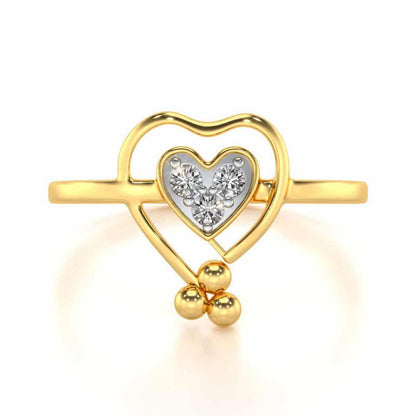 Ringing Heart Silver Ring - Yellow Gold - Image 4