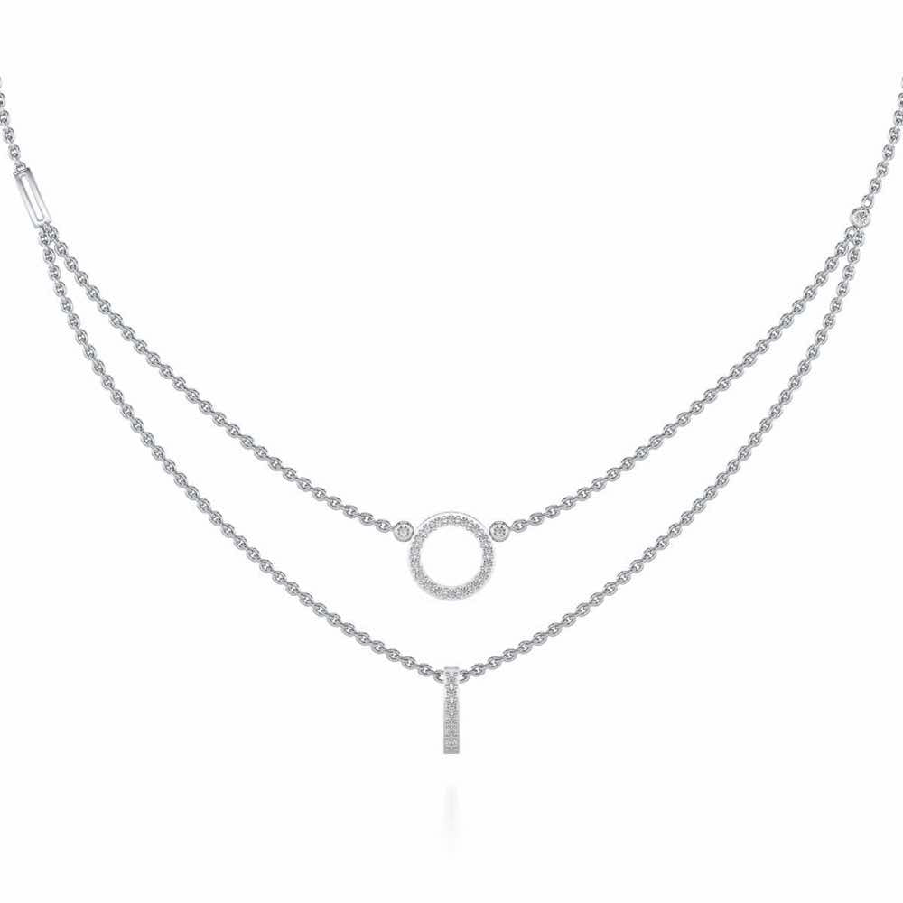 Ringlet Silver Necklace - White Gold - Image 2