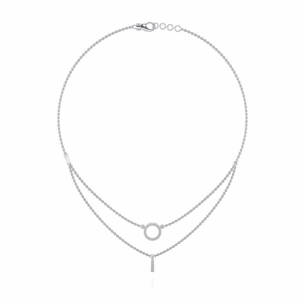 Ringlet Silver Necklace - White Gold - Image 3
