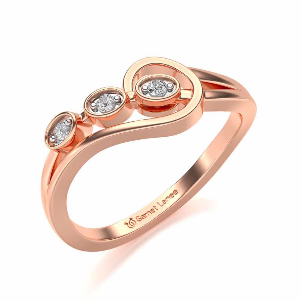 Ripple Triple Silver Ring - Rose Gold - Image 1