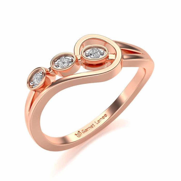 Ripple Triple Silver Ring - Rose Gold - Image 1