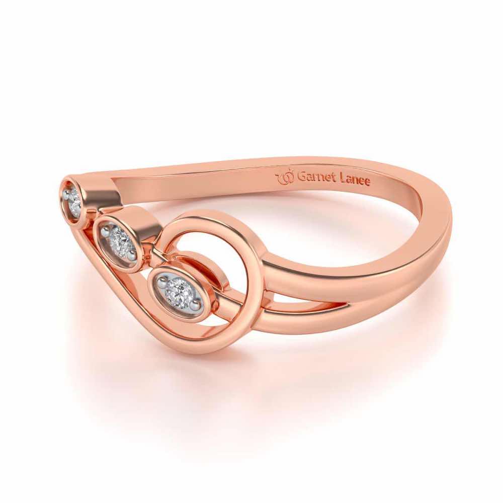 Ripple Triple Silver Ring - Rose Gold - Image 2