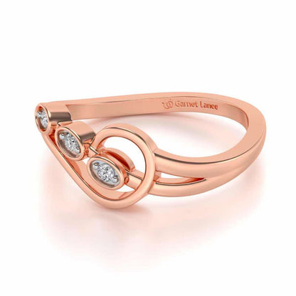 Ripple Triple Silver Ring - Rose Gold - Image 2