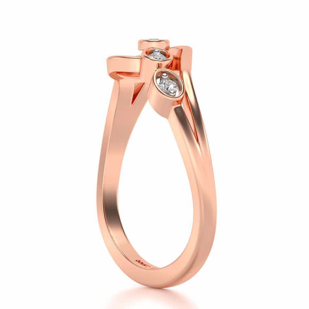 Ripple Triple Silver Ring - Rose Gold - Image 3