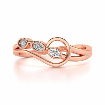 Ripple Triple Silver Ring - Rose Gold - Image 4