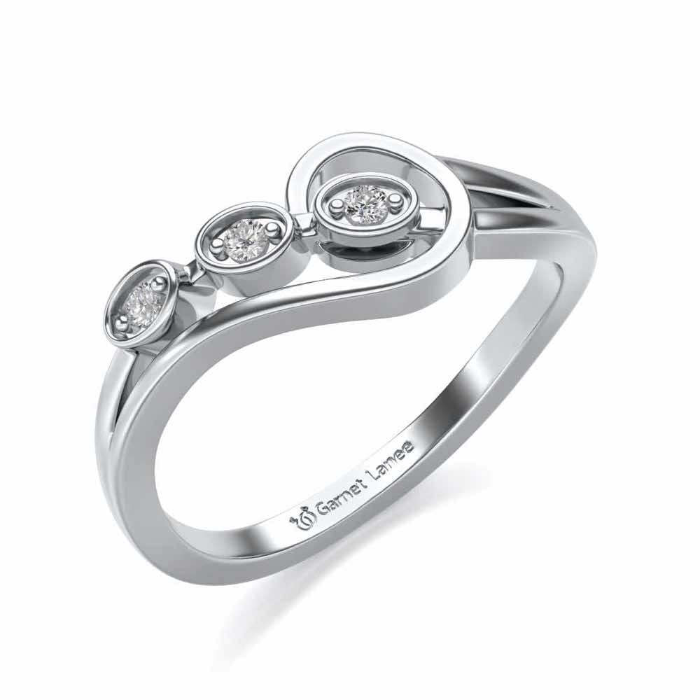 Ripple Triple Silver Ring - White Gold - Image 1