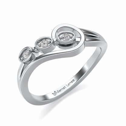 Ripple Triple Silver Ring - White Gold - Image 1