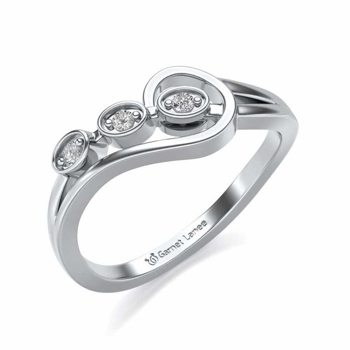 Ripple Triple Silver Ring - White Gold - Image 1