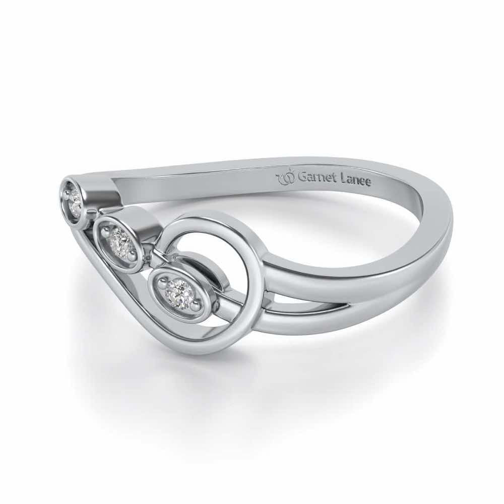 Ripple Triple Silver Ring - White Gold - Image 2