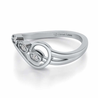 Ripple Triple Silver Ring - White Gold - Image 2