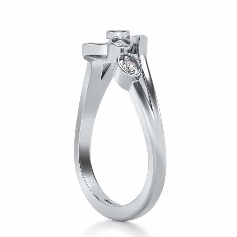 Ripple Triple Silver Ring - White Gold - Image 3