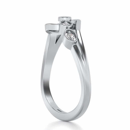 Ripple Triple Silver Ring - White Gold - Image 3